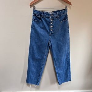Everlane ~ The Way-High Button Fly Raw Hem Organic Cotton Crop Jeans in size 29